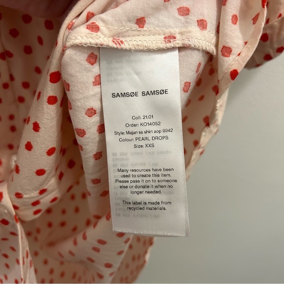 Samsøe Samsøe Majan Shirt XXS Pearl Drops button down dots pink cream orange - Picture 9 of 13